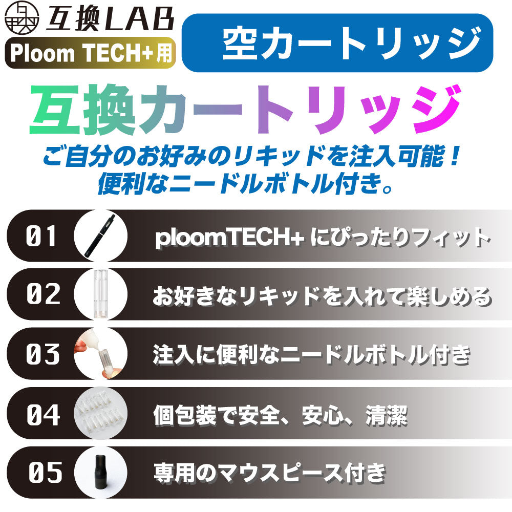 互換LAB プルームテックプラス用 空カートリッジ+ボトルセット 互換